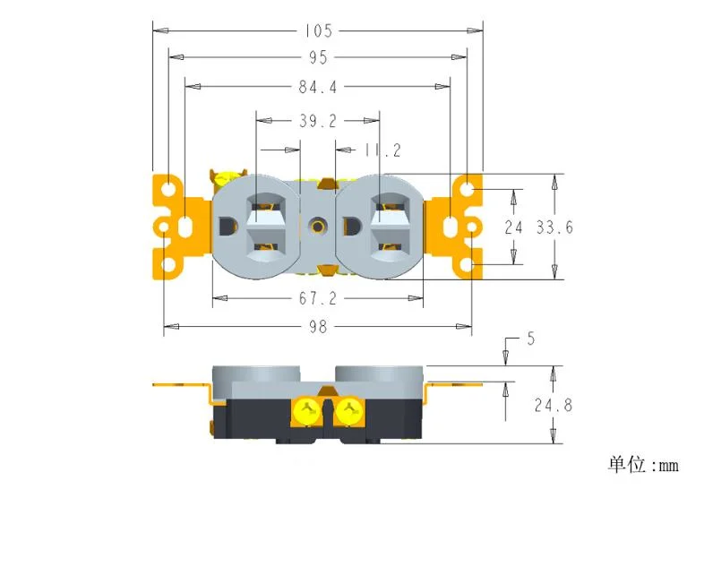 American AC Power Electric 6 Pin Double Duplex Receptacle Outlet Wall Socket