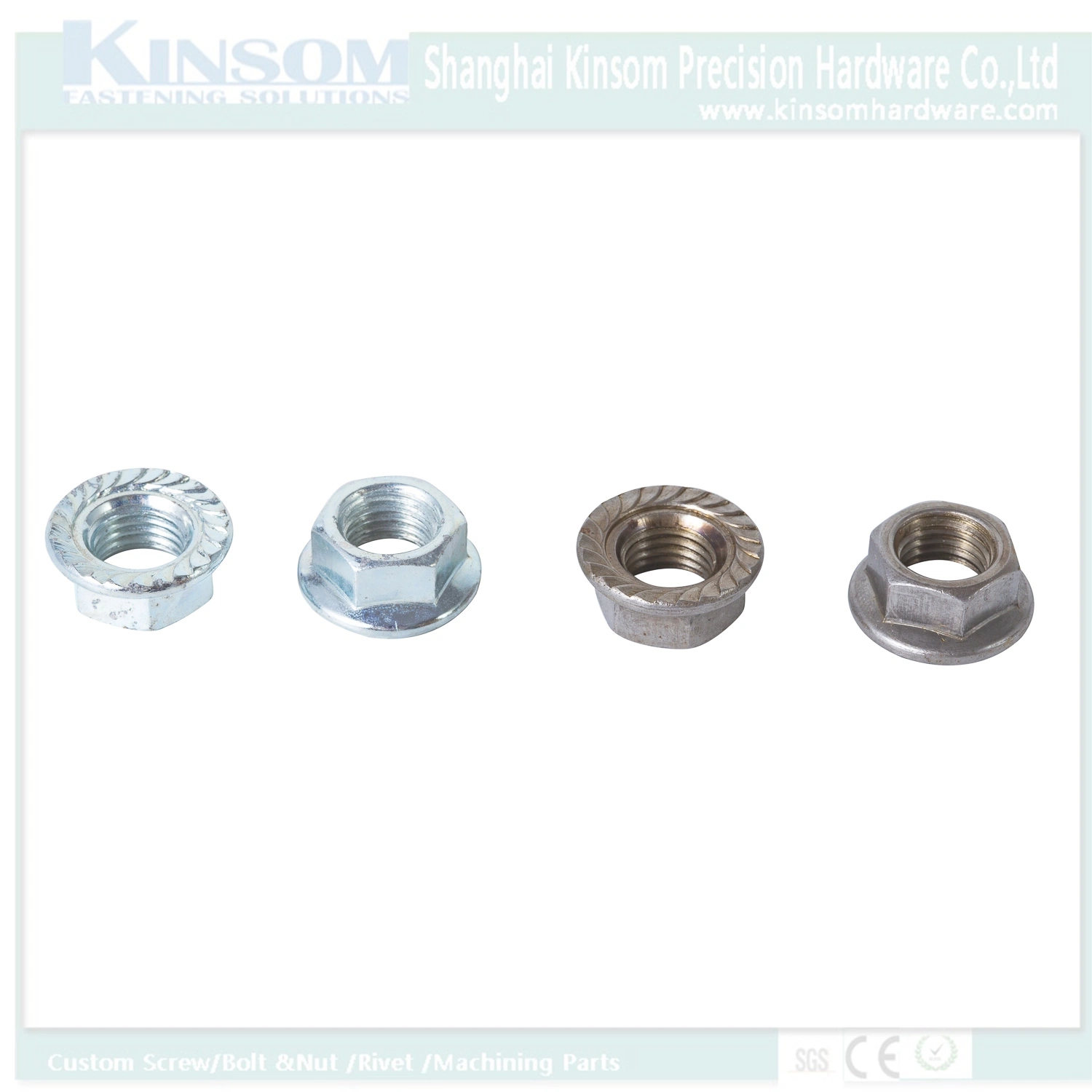 Hex Flange Nuts with Zinc Coating Copper Color Steel Nut with Knurled