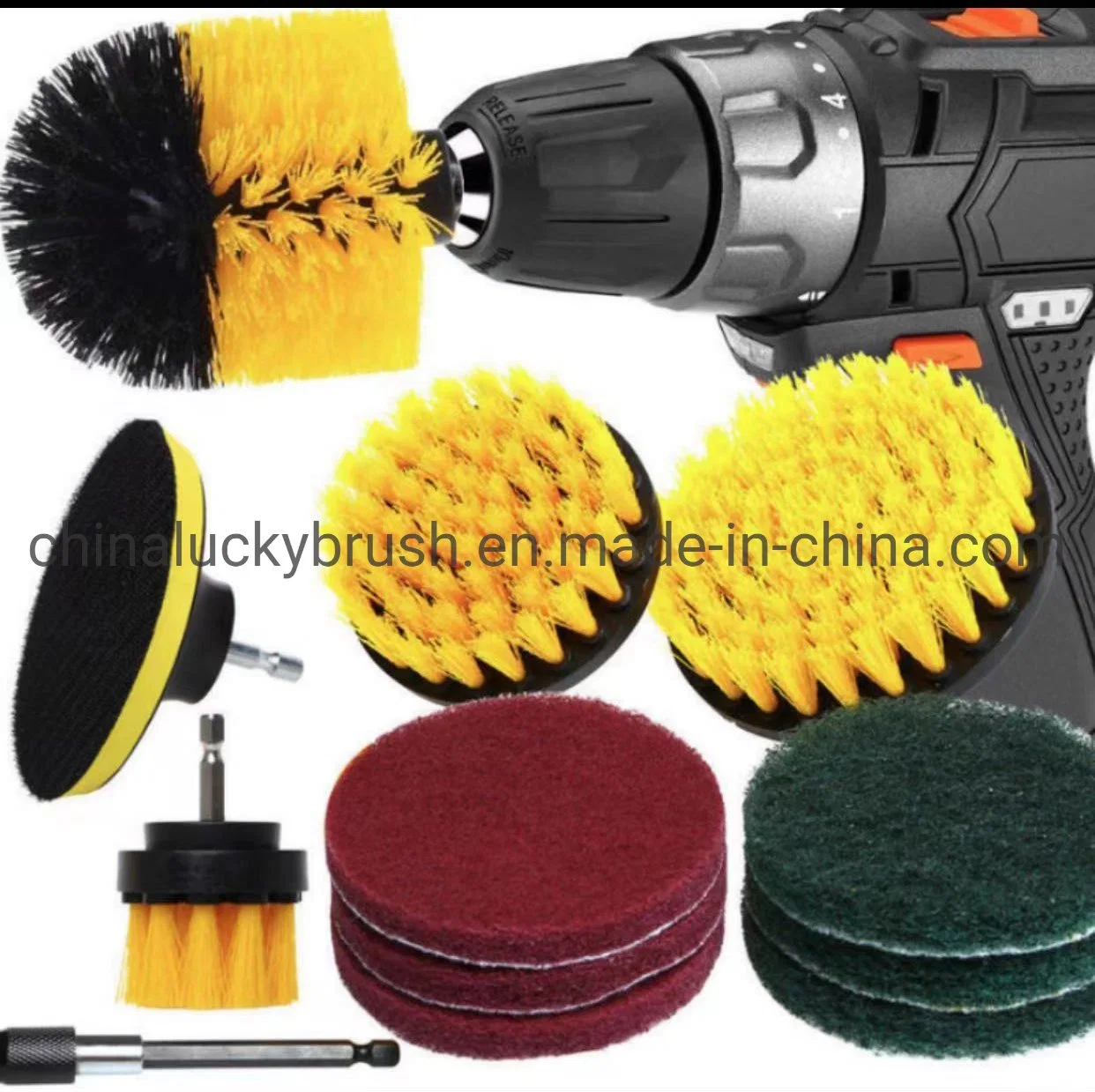 17PCS Set Attachment Set Power Scrubber Tools Car Polisher Bathroom Cleaning Kit Kitchen Cleaning Brush Drill Brush for Automobile