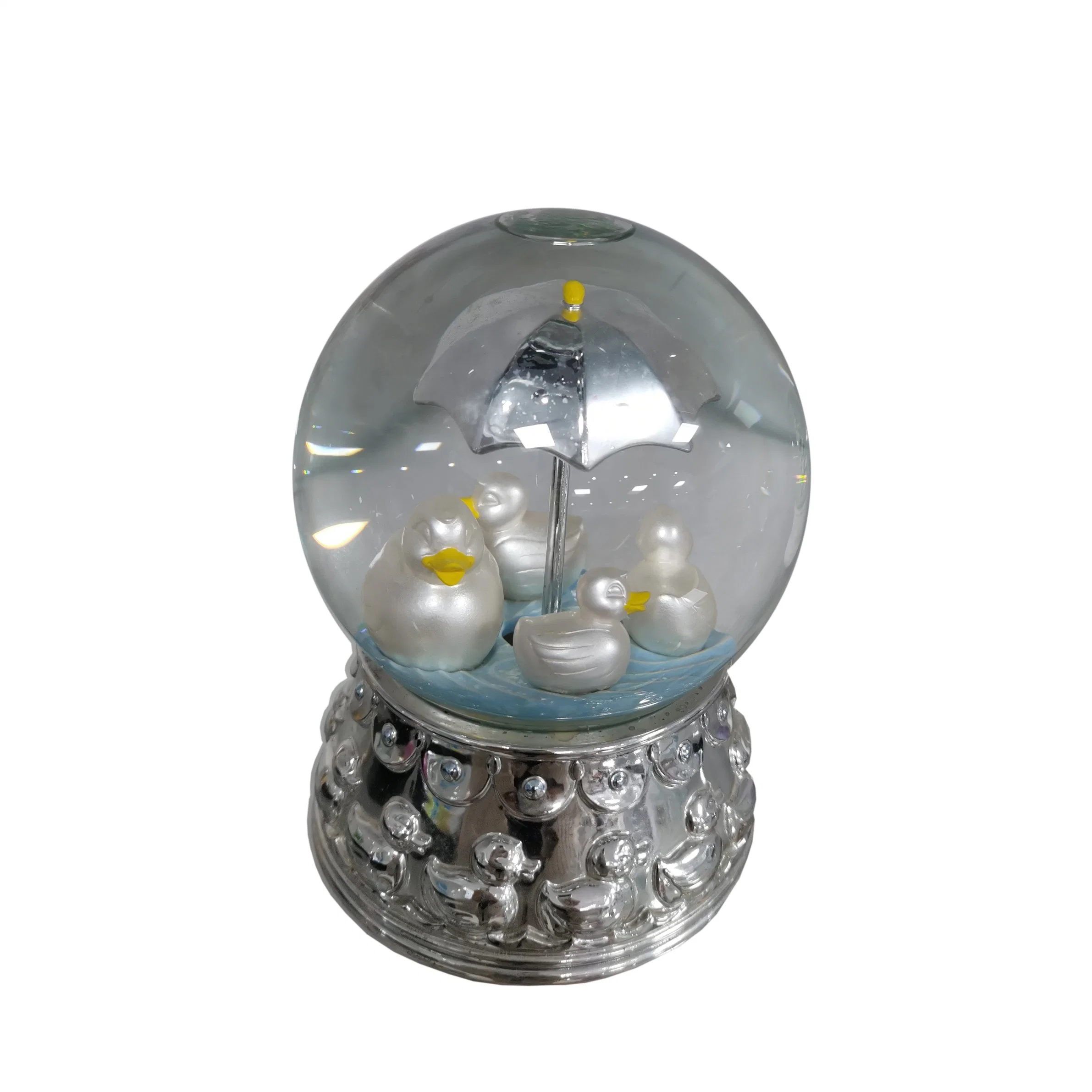 كرة الماء الثلج المخصص الكرة الأرضية مع بطة والمظلة التماثيل في الداخل