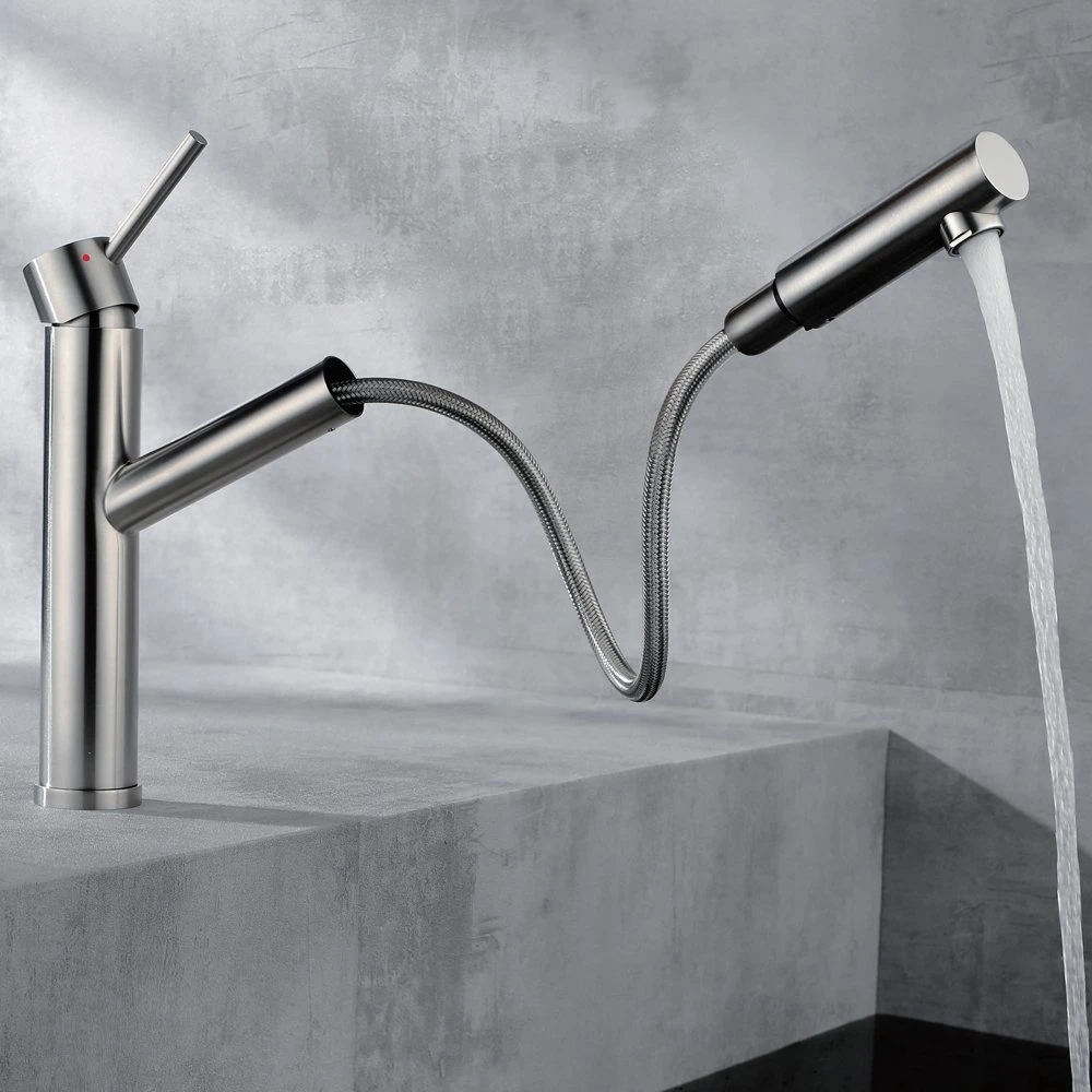 High-End Modern Brushed Stainless Steel 304 Faucet Tap Lead-Free Kitchen Mixer Pull-Down Kitchen Faucets