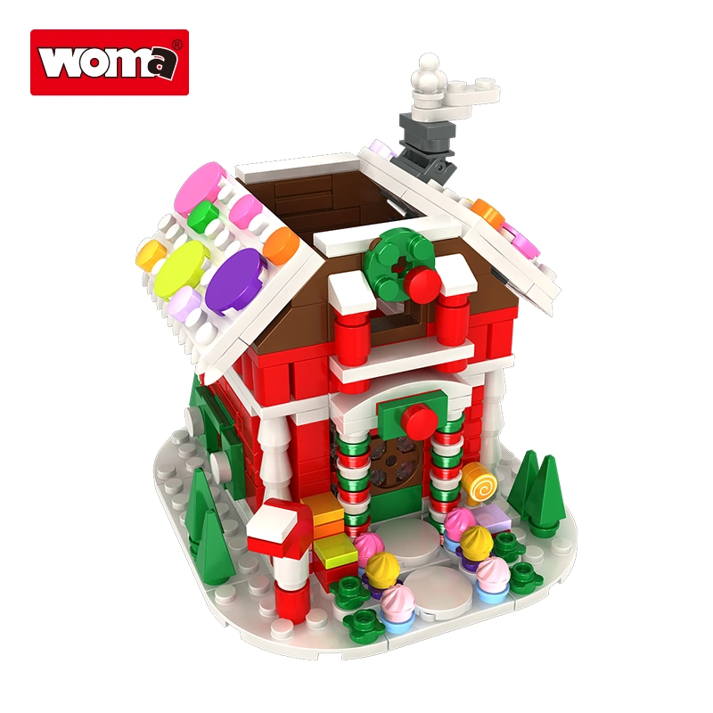 Woma Mayorista de juguetes en 3D personalizadas Gingerbread Man Vitolity Rack Pen Pen Box de bloque pequeño edificio de ladrillo poco día a los niños los regalos de Navidad para rack de plumas juguete DIY Don