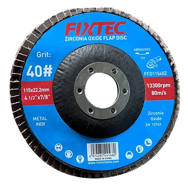 Fixtec Flap Disc Aluminum Oxide Grinding Polishing Wheel Grit P40 P60 P80 P120