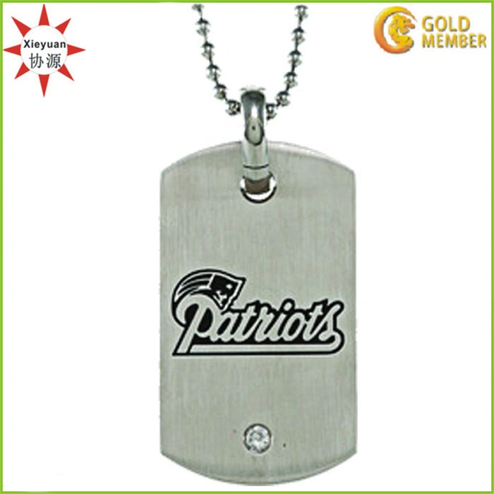 Stainless Steel Men&prime; S Diamond-Cut Dog Tag Necklace Print Logo