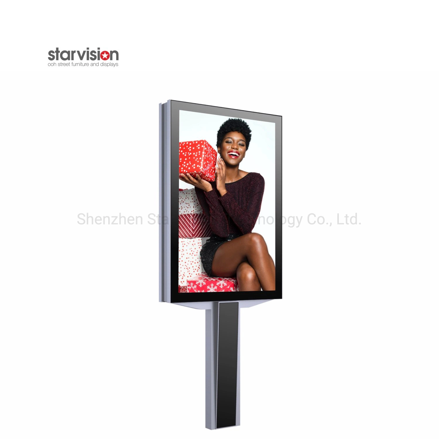 Outdoor Digital P3.91 LED Poster Display Screen 5500nits Pole Standing