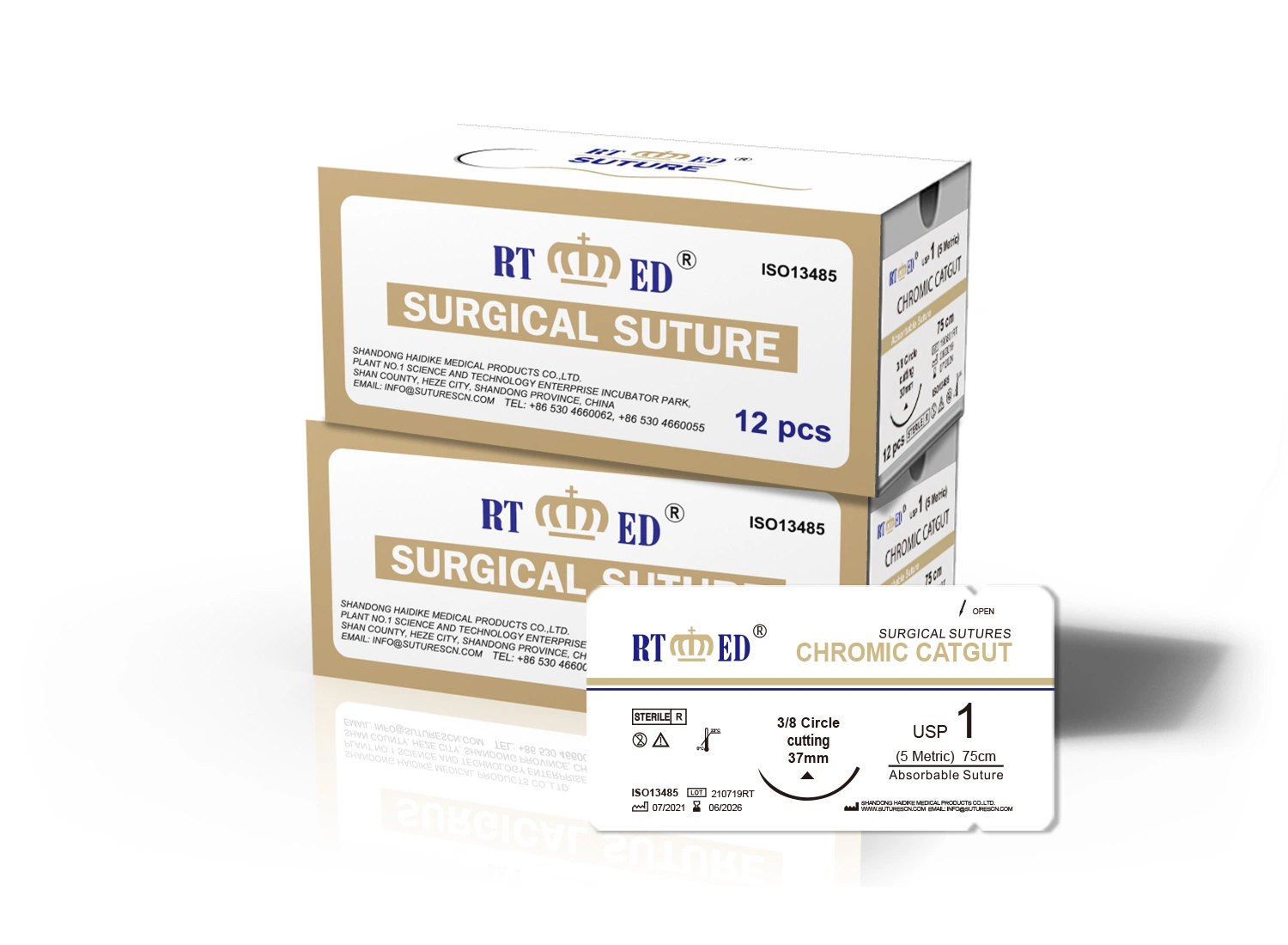 Sutures chirurgicales avec aiguille, Chromic catgut, absorbable à usage médical