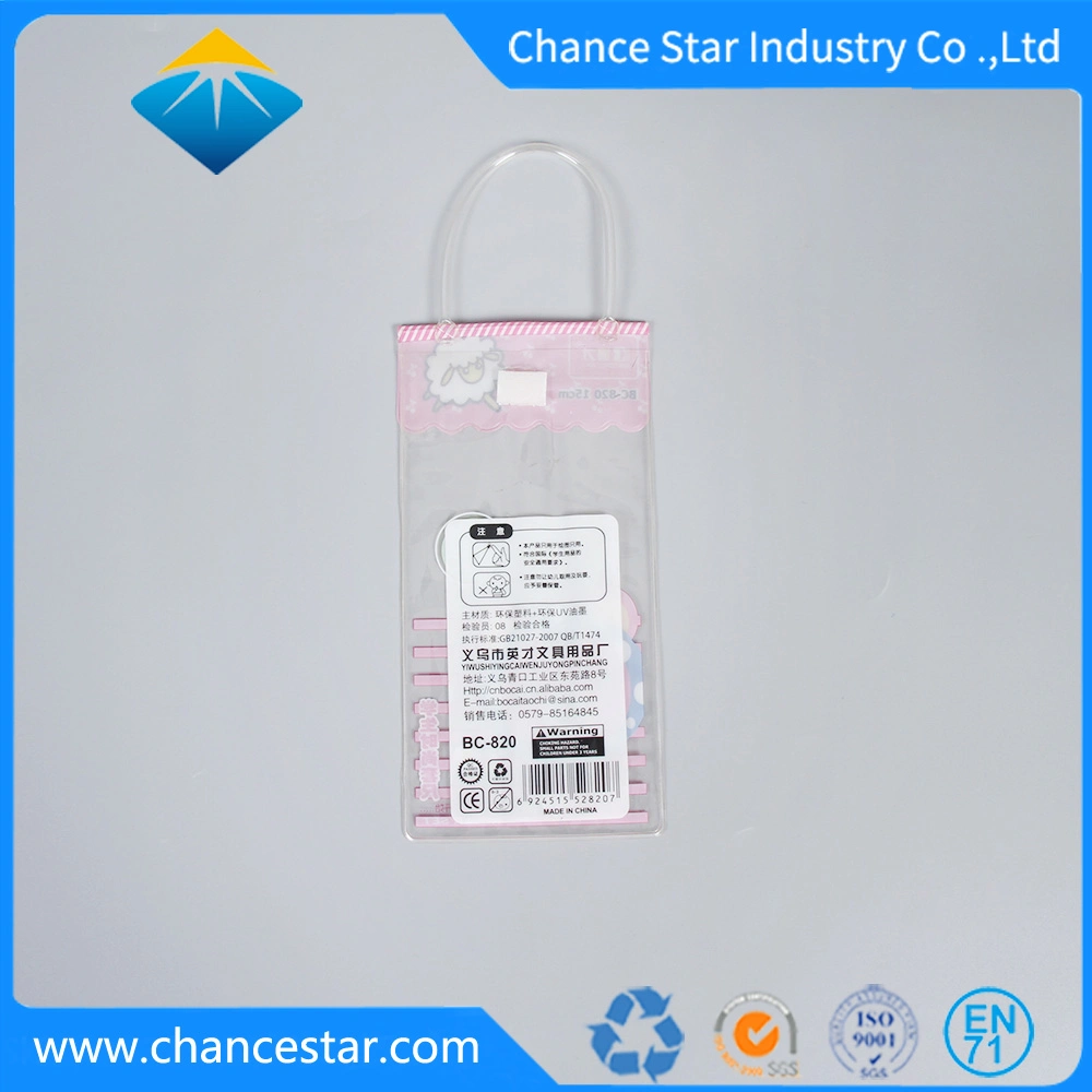 Custom Printed Stationery Packaging Clear PVC Handle Bag