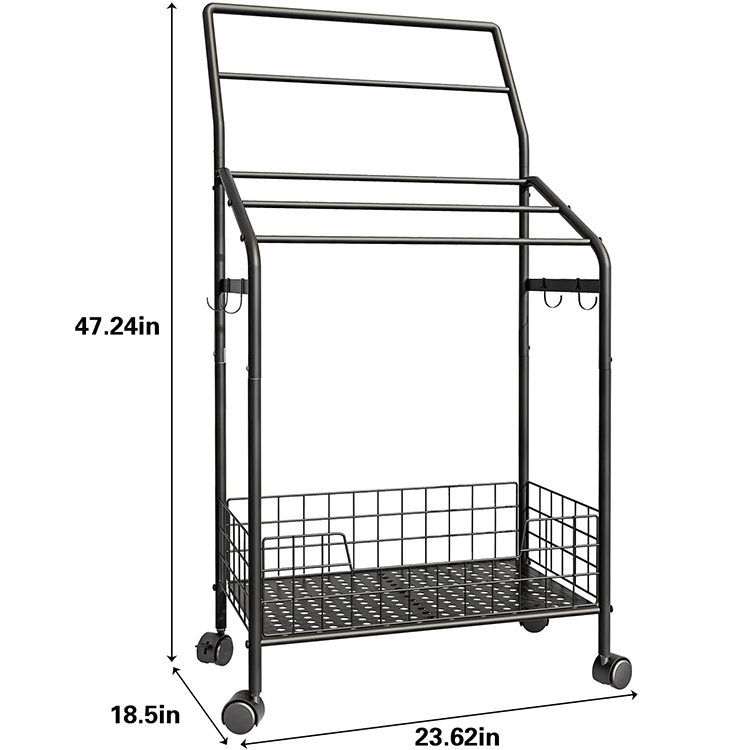 Jh-Mech multifuncional personalizado de almacenamiento de toalla de baño de metal negro Toallas