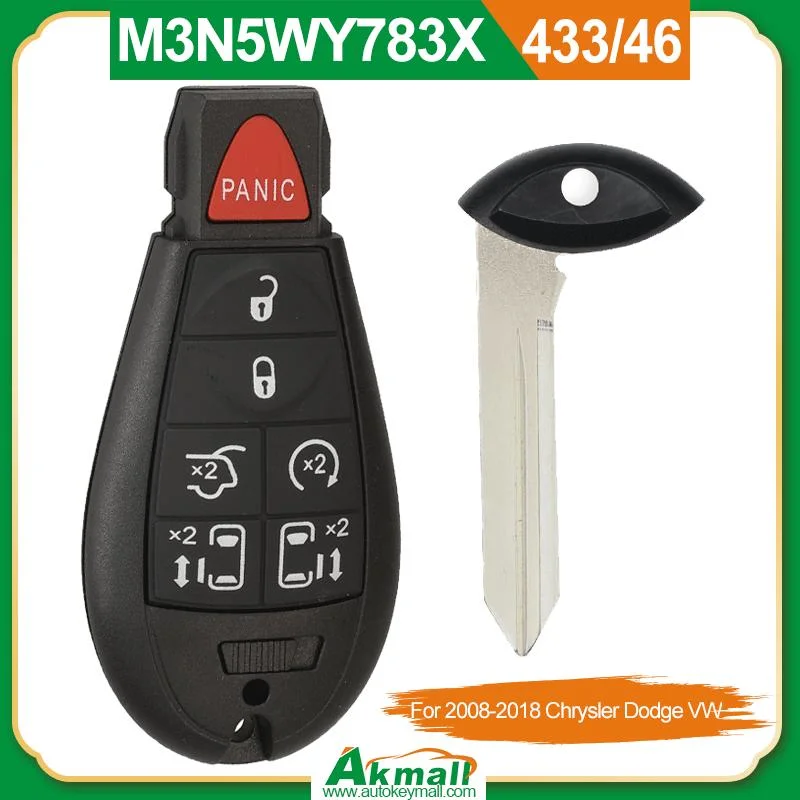 M3n5wy783X 6+1bt Smart Remote Car Key 433MHz for 2008-2018 Chrysler Dodge VW