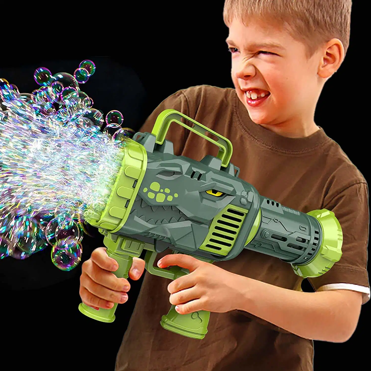 Pistolet à bulles automatiques 32 trous pour machine à bulles de dinosaures Jouet jouets électriques amusants
