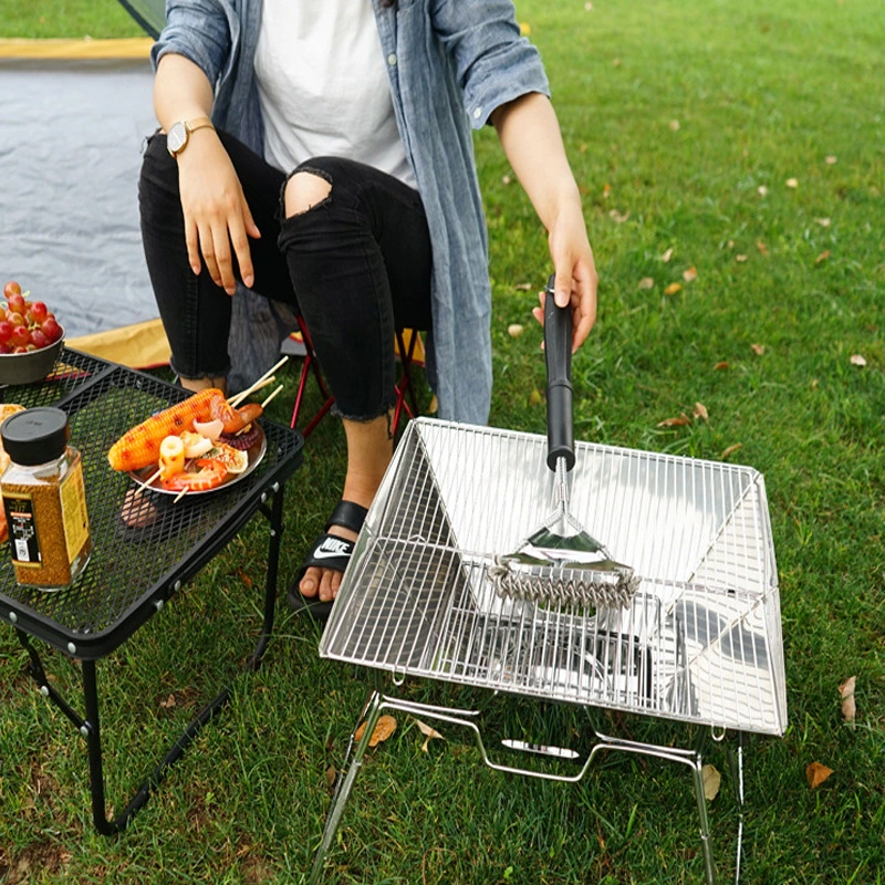 Brosse en acier inoxydable barbecue sur le fil de racloir Cleaner Camping Barbecue Barbecue portable outils Brosse pique-nique du filtre à des outils propres Wyz15736