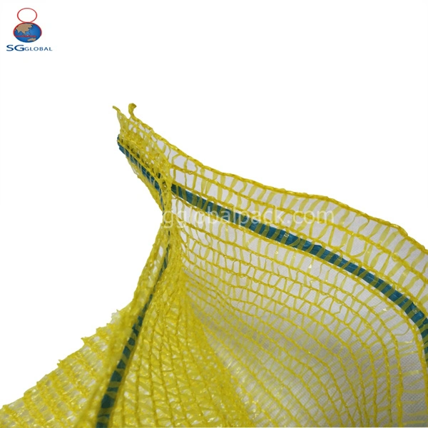 GRS SGS Certified Custom Plastic Drawstring PE Raschel Sacks for Packing Potatoes