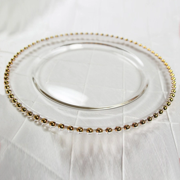 Wedding Gold Beaded Christmas Glass Charger Plates Images UK