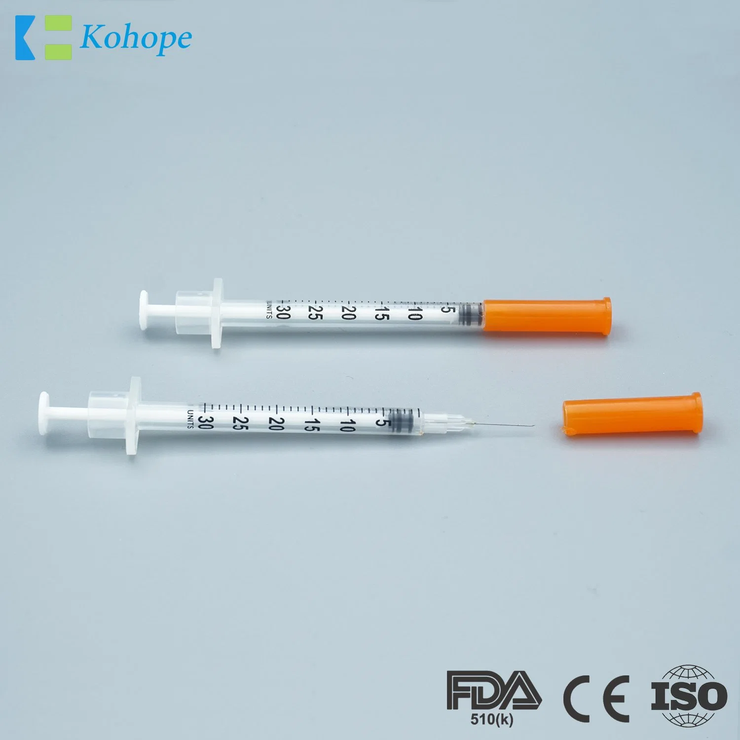 Orange/Red Stainless Steel SUS304 Good Quality Insulin Syringe for Hospital