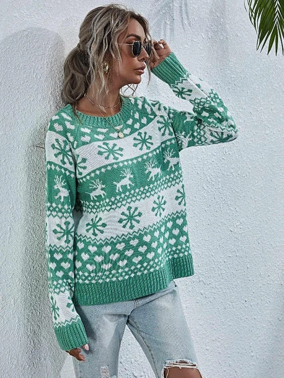 Wholesale/Supplier Price OEM Fashion Christmas Style Women's Knit Sweater Red Christmas Style Sweater Women's Sweater