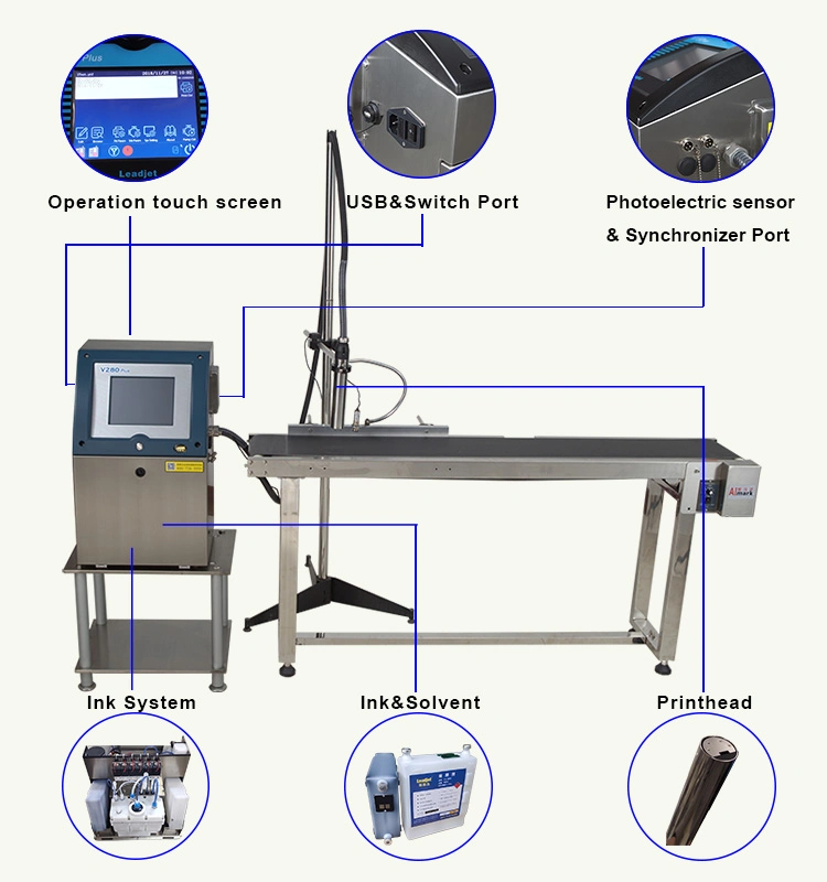 Industrial Date Coer Cij Inkjet Printer for Cosmetic Chemical Industry