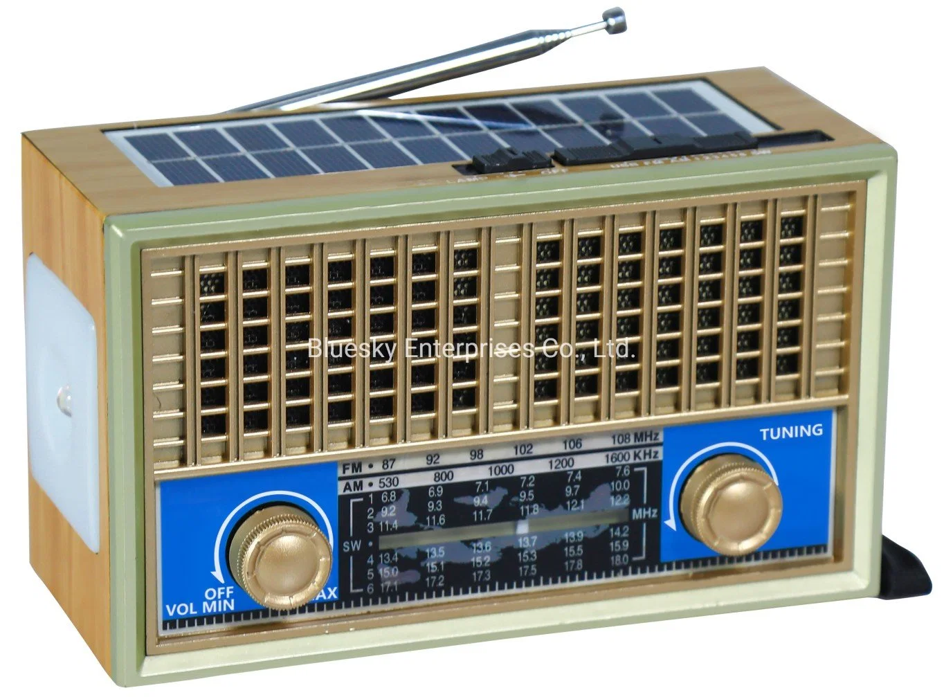 Tw680bts Última Recarga solar inalámbrica USB Mini radio FM Onda corta Soy Sw1-6 8 Multi banda de la Radio con altavoz Bluetooth y linterna LED