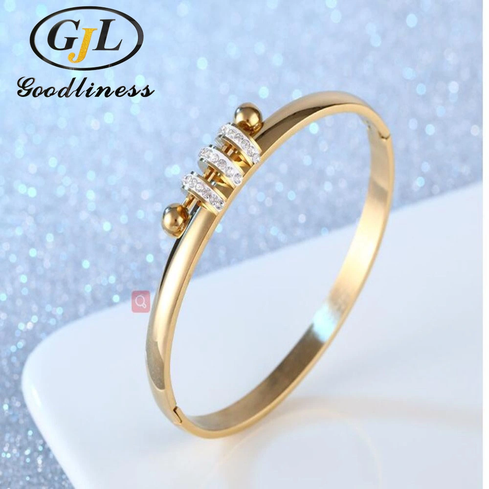 Wholesale/Supplier New Design Stainless Steel 3 Semicircle Rhinestone Bracelet Bangles