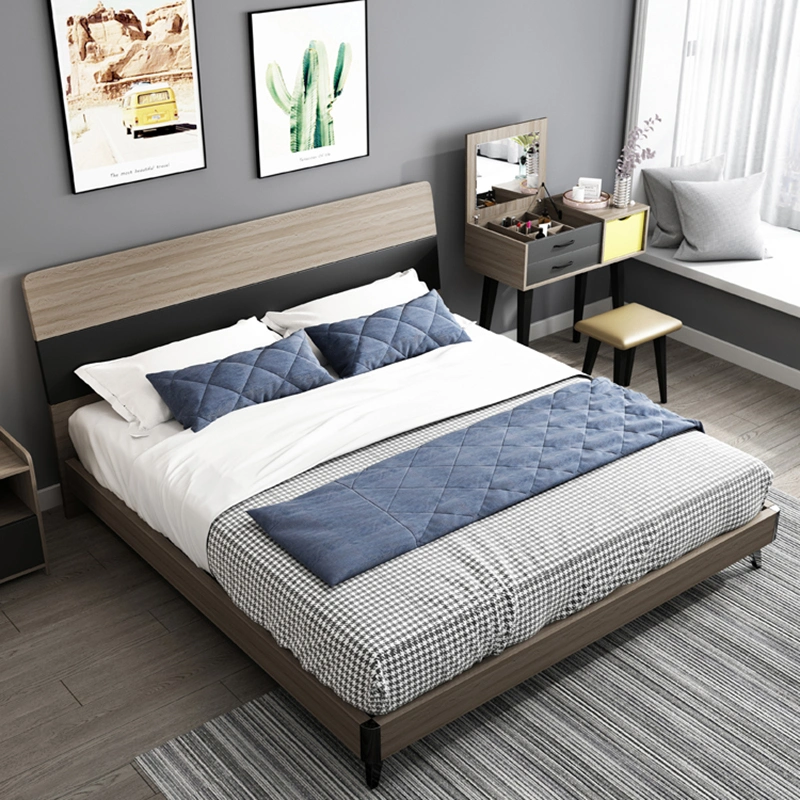 China Großhandel/Lieferant moderne Holz Melamin MDF Bett Nachttisch Lagerung Schlafzimmer Möbel Set