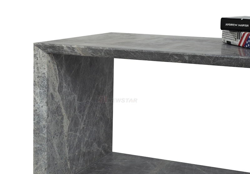 Living Room Furniture Natural Grey Marble Coffee Table Elegant Polished Tea Desk for Decoration Hotel Lobby Coffee Table