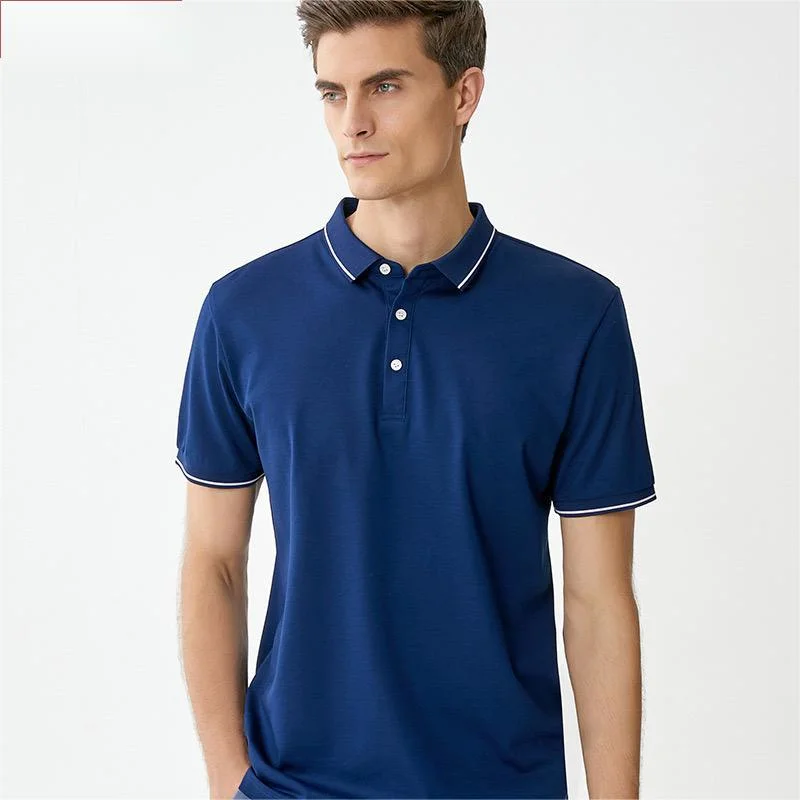 Customized Pure Cotton Bead Fabric Quick Drying Men's Recycled Solid Color Golf Short Sleeved Polo Shirt