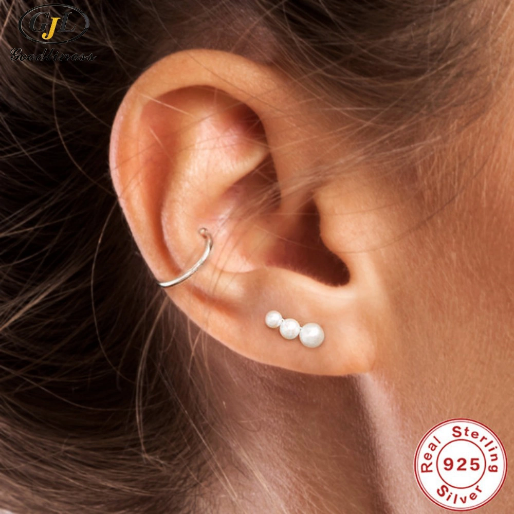 S925 Boucles d'oreilles en perles simples et élégantes Bijoux de mode.