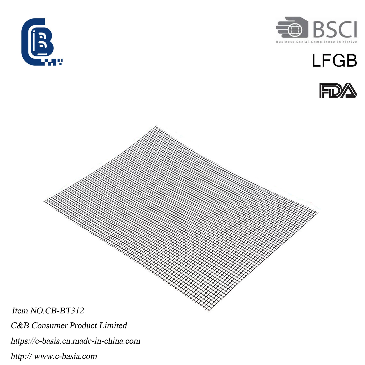 PTFE Fiberglass Anti Heat Food Grade Baking Liner, BBQ Grill Baking Mesh Mat