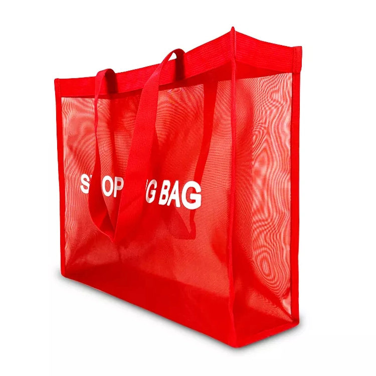 Free Sample Red Net Nylon Beach Tote Bag China Manufacturer Large Size Grocery Mesh Bag for Shopping High quality/High cost performance  PP Mesh Shopping Tote Bag