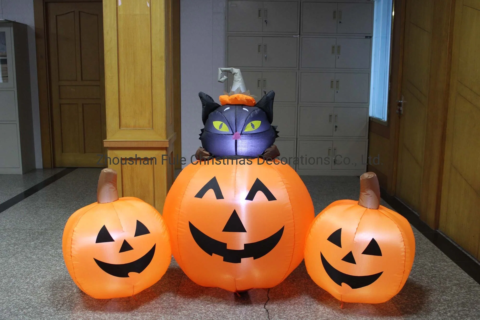 Halloween Inflatable Black Cat with Pumpkins FL21qp-28