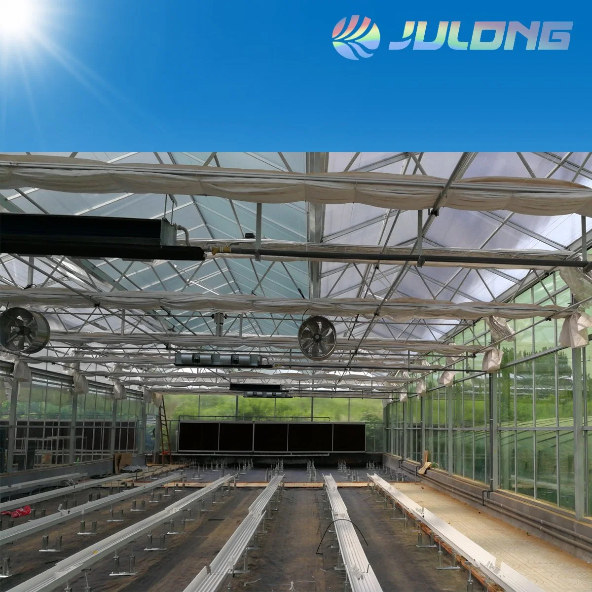 China Supply Multi Span Venlo Glass Greenhouse for Fish Aquaponics Project