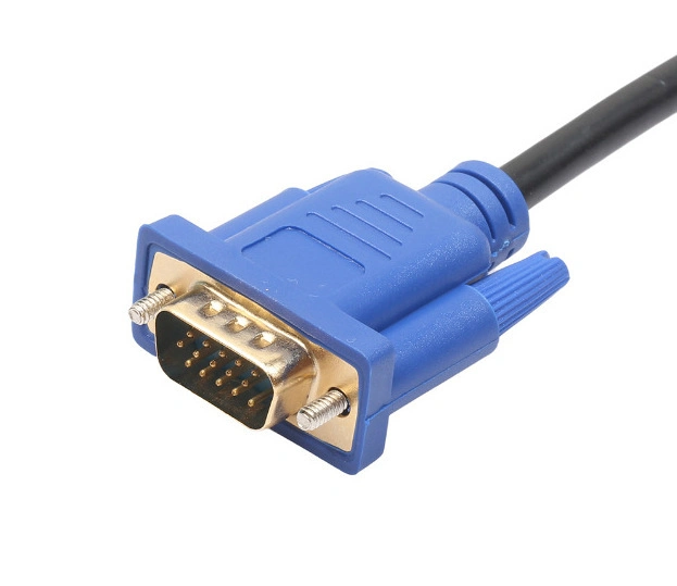 Black Wire Blue Head 1.8m HDMI to VGA HD Cable Wiring Harness HDMI and VGA Plugs Are All Gold-Plated Plugs