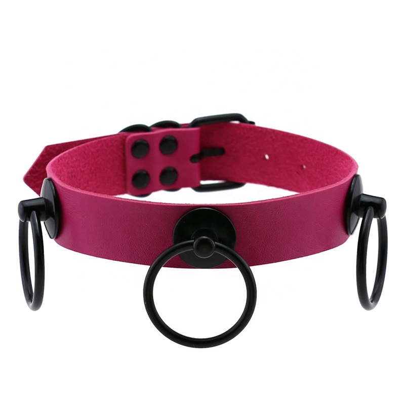 Harajuku Punk Leather Choker Gothic Colors Sexy Metal O-Ring Necklace Bdsm Neck Bondage Harness Collar Choker Belt