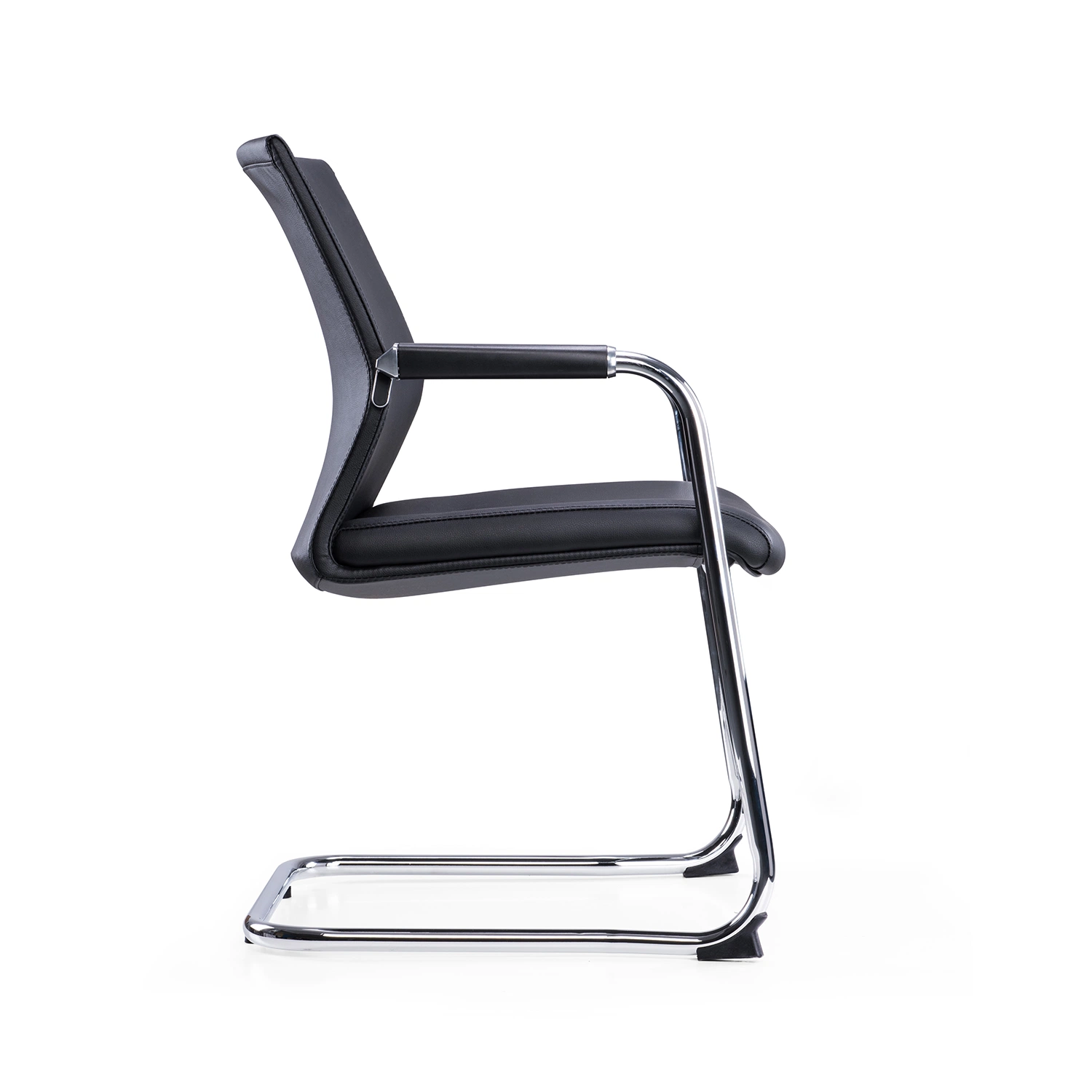 Modern Meeting Leather Chair Office Furniture with Bow Leg Metal Frame