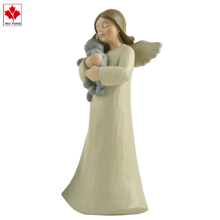 Factory Customized Resin Handmade Tabletop Decoration Angel Holding Dog