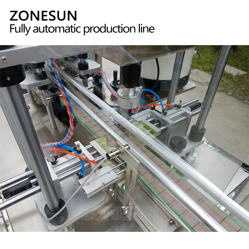 Zonesun Zs-Fal3500 Full Automatic Production Line Round Bottle Liquid Essential Oil Detergent Drinks Hand Sanitizer Packing Filling Capping and Labeling Machine