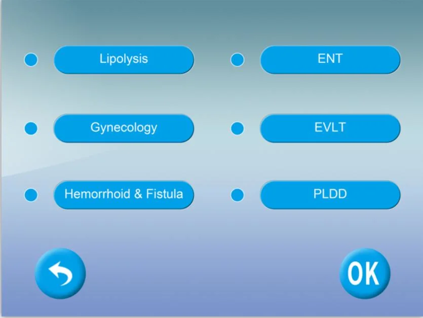 Dual-Wellenlänge Lipolyse Entolift Laser-Ausrüstung Liposuktion Maschine Chirurgie Diode Laser 980 1470 Nm für Hemorrhoid