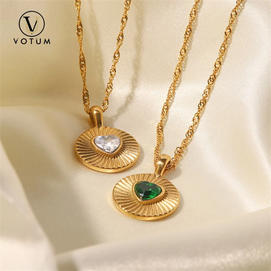 Votum Factory Customize S925 Silver 18K Gold Plated Crystal Heart Shape Necklace Handmade Jewelry