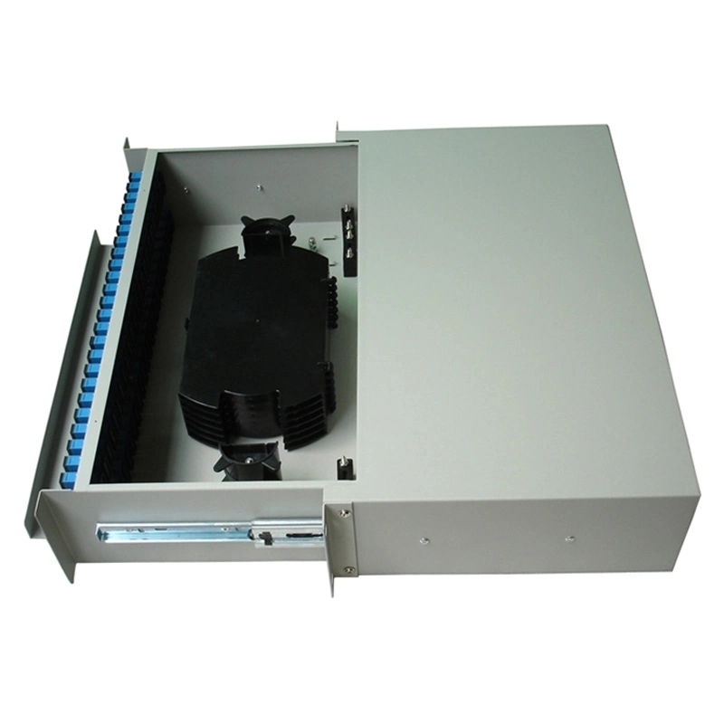 FTTH Indoor Outdoor 12 24 48 96 Core Sc APC Fiber Optic Termination Box 96 Core ODF 2u Rack Fiber Cable Distribution Box