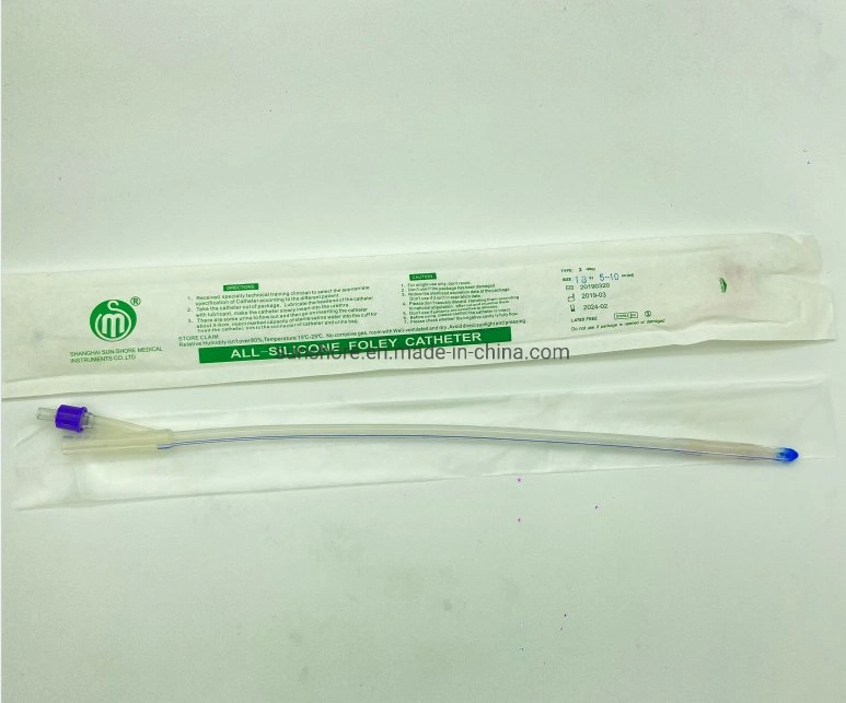 Adult Size Medical Grade Silicone 2/3 Way Foley Catheter for Urine Drainage with CE&ISO Certificates