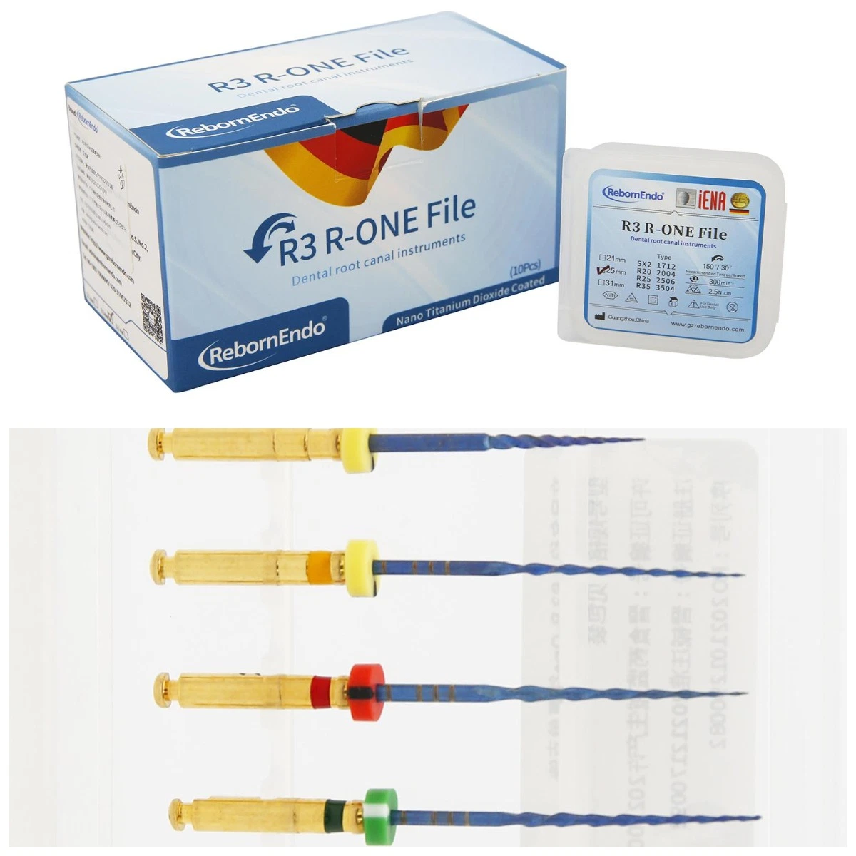 R-One File One-Stop Solution in Root Canal Treatment Nano Titanium Dioxide Coated End Files