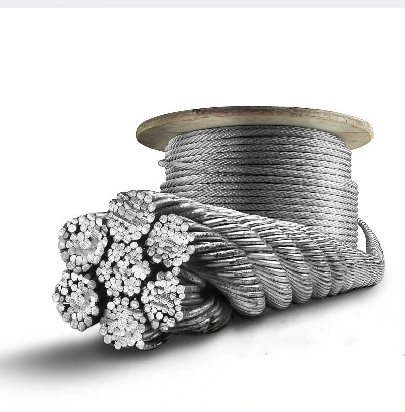 High Tensile 8X19W+Iwrc Galvanized Cotton Core Strands Fiber Core White Zinc Spring Steel Wire