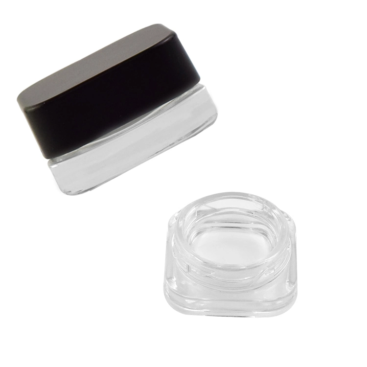 5ml Child Resistantqube Clear Glass Concentrate Jar with Black Cap