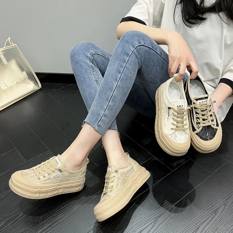 Ladies Casual Sneakers New Fashion Shoes Breathable Lace-up Sports Shoes