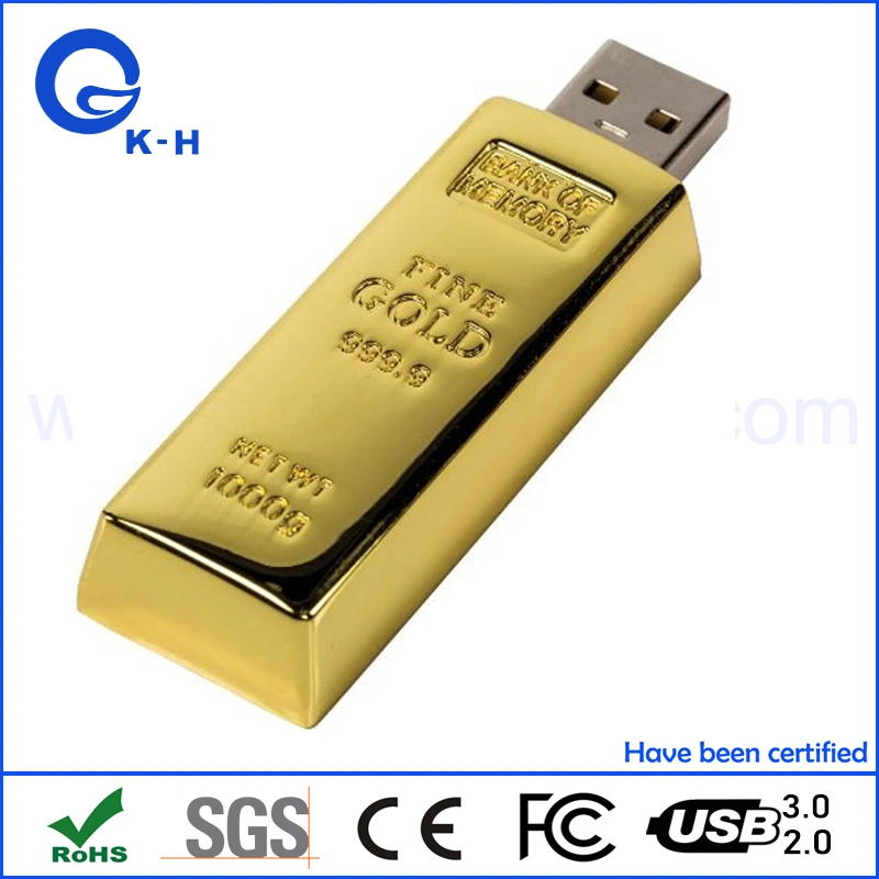 ذاكرة فلاش USB 2.0 3.0 من نوع Gold Bar سعة 16 جيجابايت