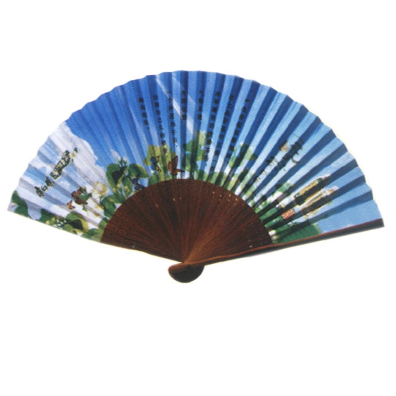 El papel de promoción del ventilador de bambú con logotipo personalizado