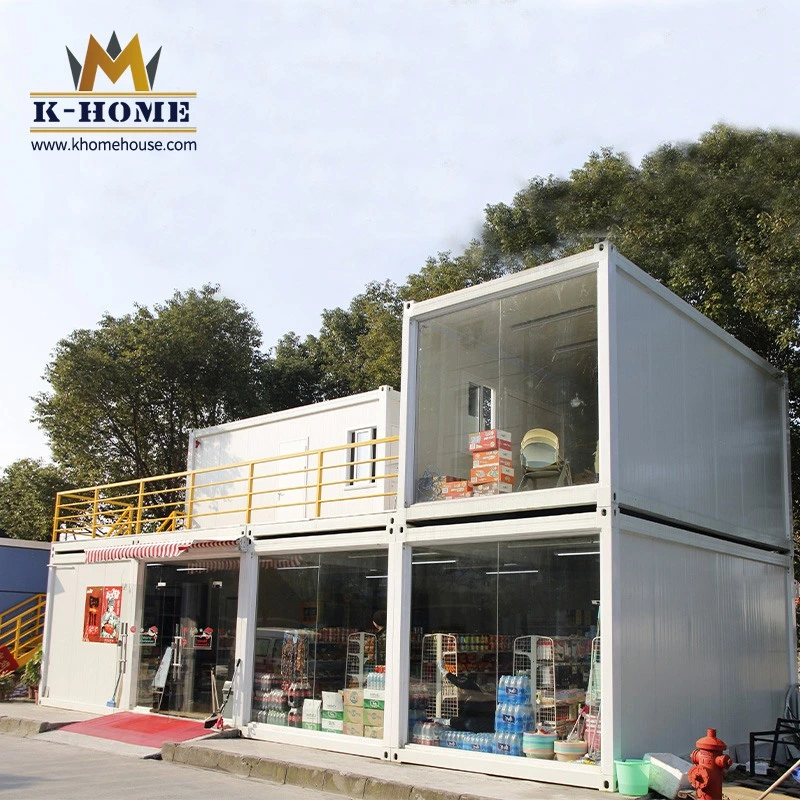 2 Storey Rooftop Glass Wall Prefabricated Container Store