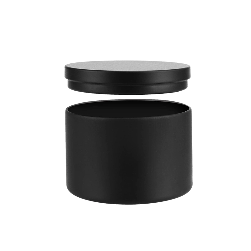 Vente en gros boîte vide de 8 oz avec couvercle pour la fabrication de bougies Boîte ronde en métal noir boîtes de bougie