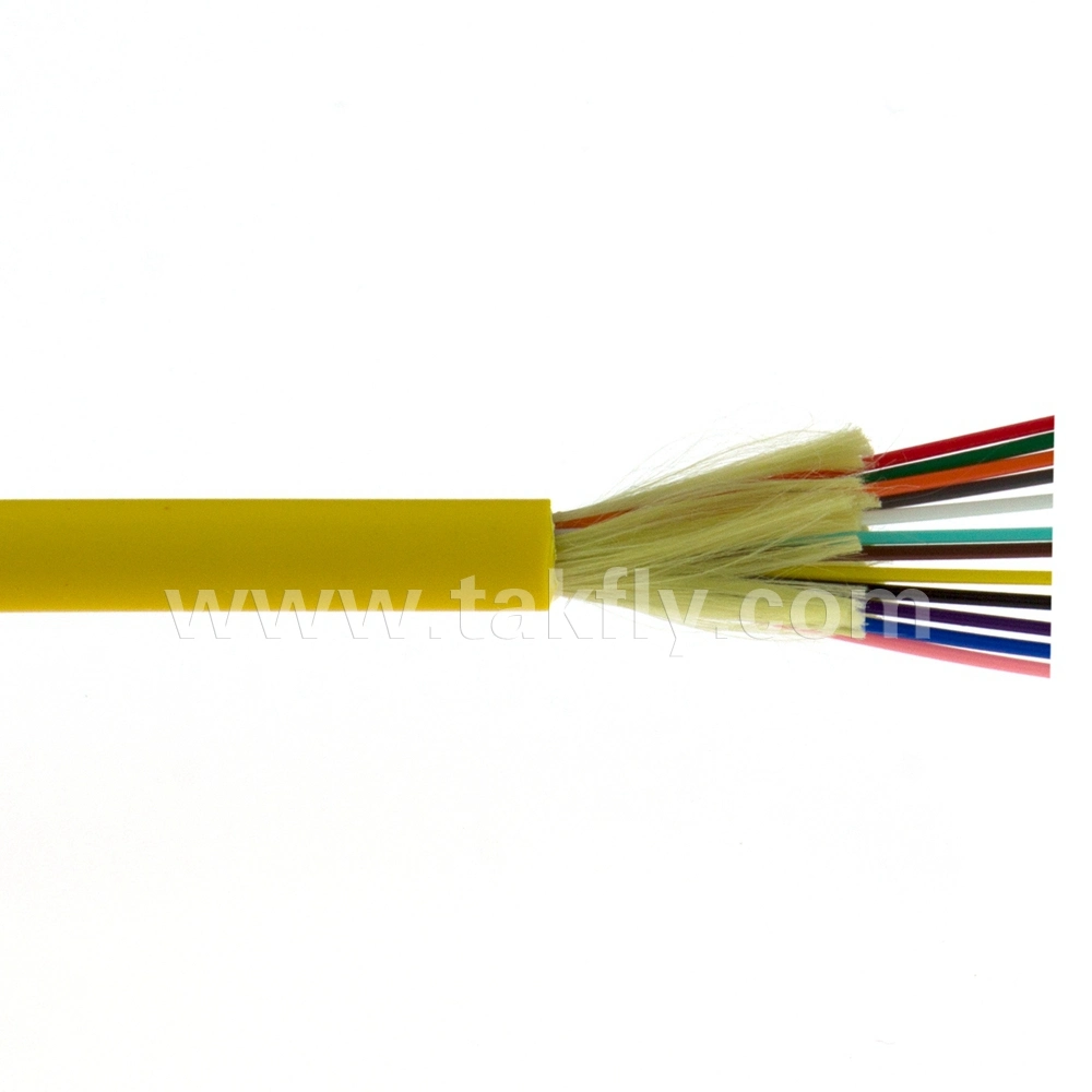 Indoor Distribution Cable 12 Fiber/Strand Singlemode OS2 9/125 Yellow Plenum/Riser Rated Fiber Optic Cable