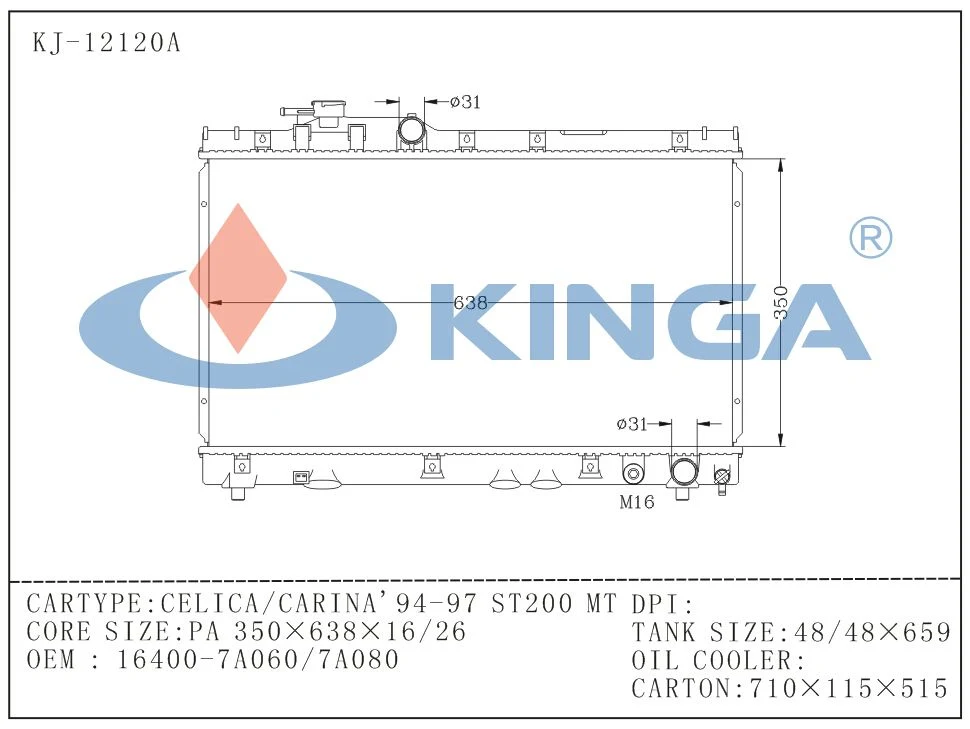 Auto Radiator for Toyota Celica/Carina'94-97 St200