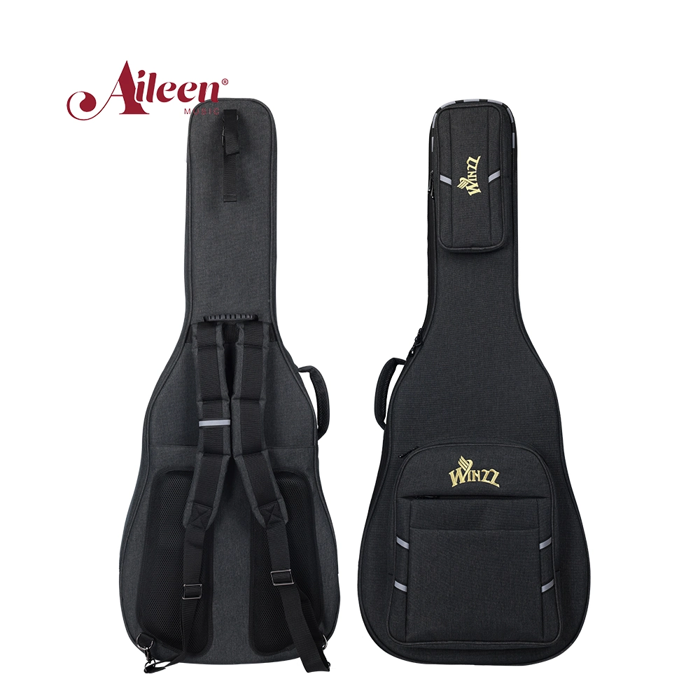 Black Acoustic Guitar Bag 41inch Guitar Bag Hard Case 900d Waterproof Oxford Cloth with Breathable Pad on Back (BGW9028)